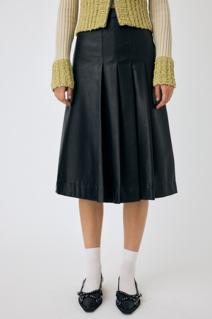 MOUSSY「F/LEATHER TUCKED ミディスカート」|スカート|
