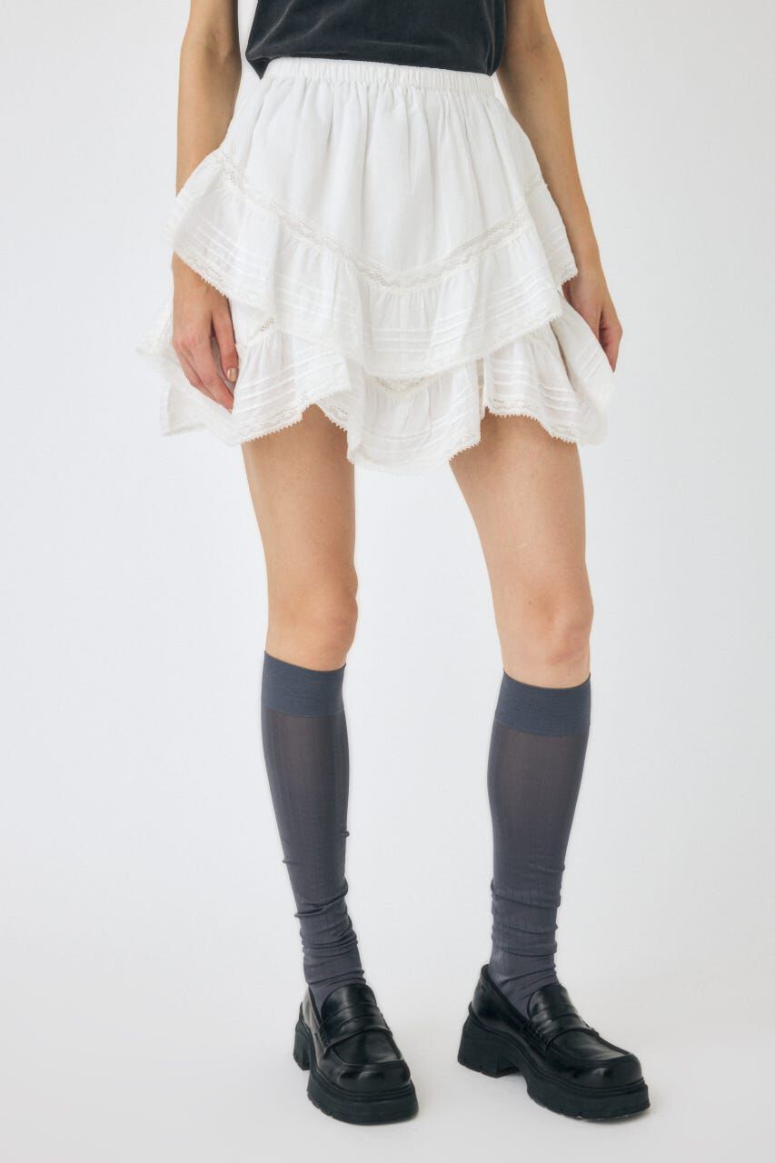 MOUSSY「DRAPE LACE MINI スカート」|スカート|WHT