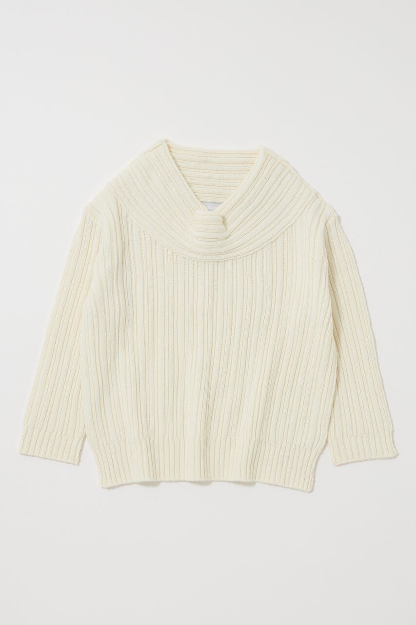 MOUSSY「OVER RIB OFF SHOULDER トップス」|ニット・セーター|