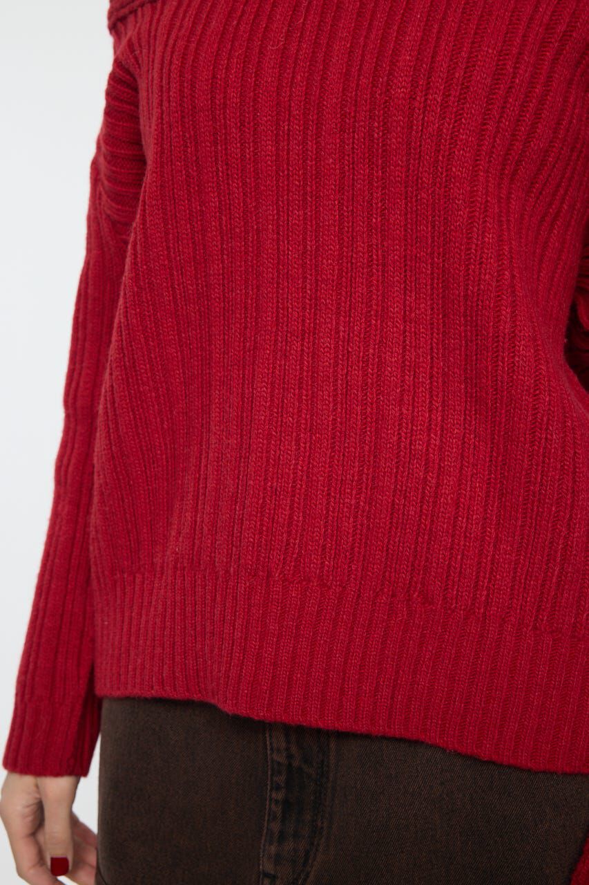 MOUSSY「OVER RIB OFF SHOULDER トップス」|ニット・セーター|