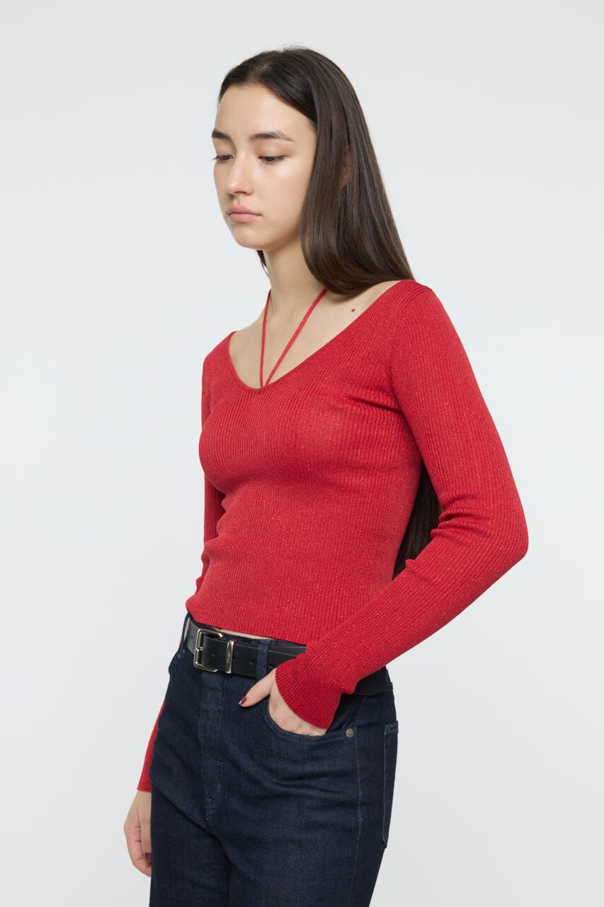 MOUSSY「GLITTER TIE KNIT トップス」|ニット・セーター|