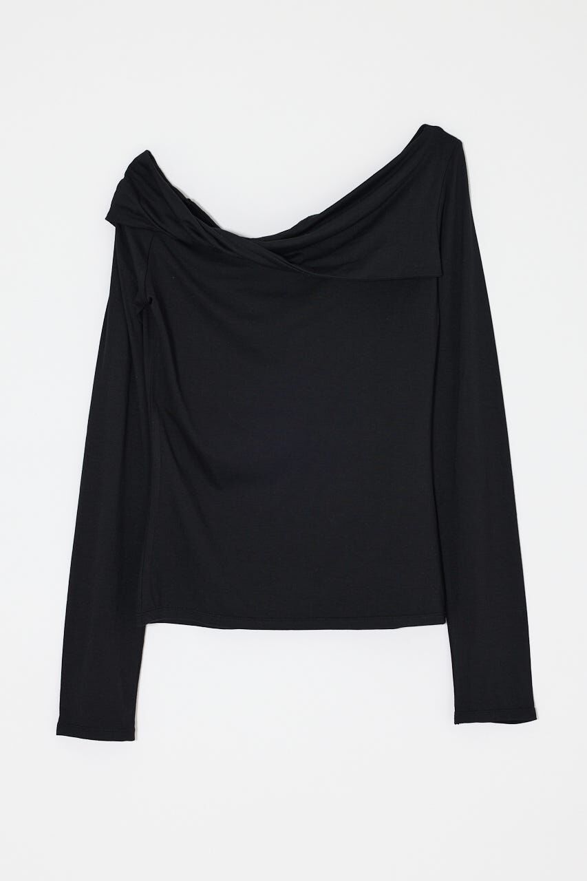 MOUSSY「ASYMMETRY TWIST NECK トップス」|Tシャツ・カットソー|BLK