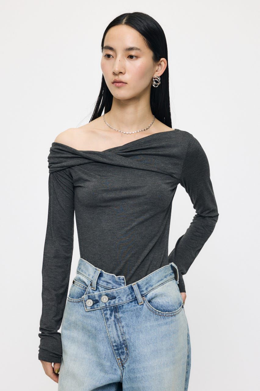 MOUSSY「ASYMMETRY TWIST NECK トップス」|Tシャツ・カットソー|