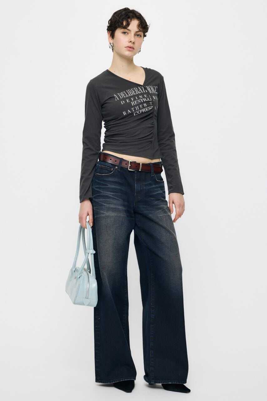 MOUSSY「FRONT GATHER DOCKING L/S トップス」|Tシャツ・カットソー|