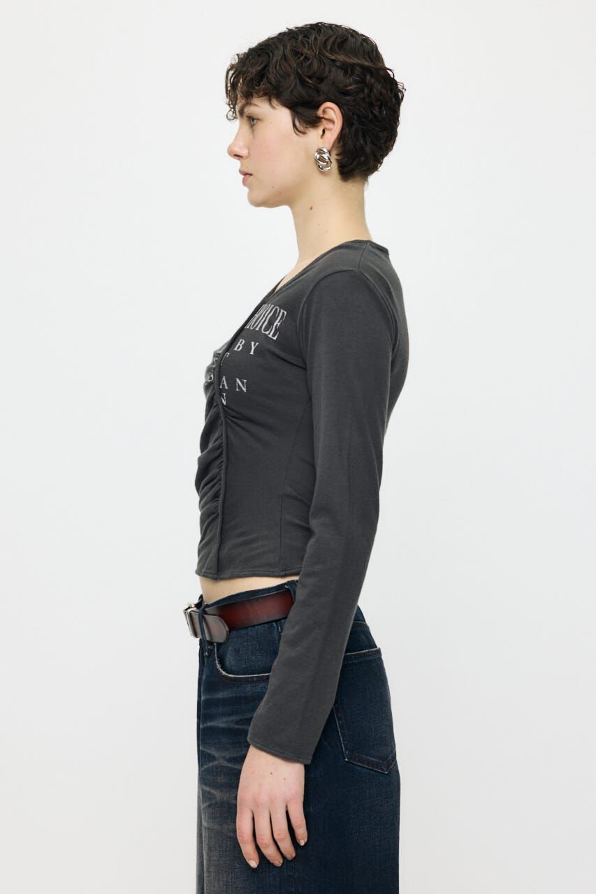 MOUSSY「FRONT GATHER DOCKING L/S トップス」|Tシャツ・カットソー|