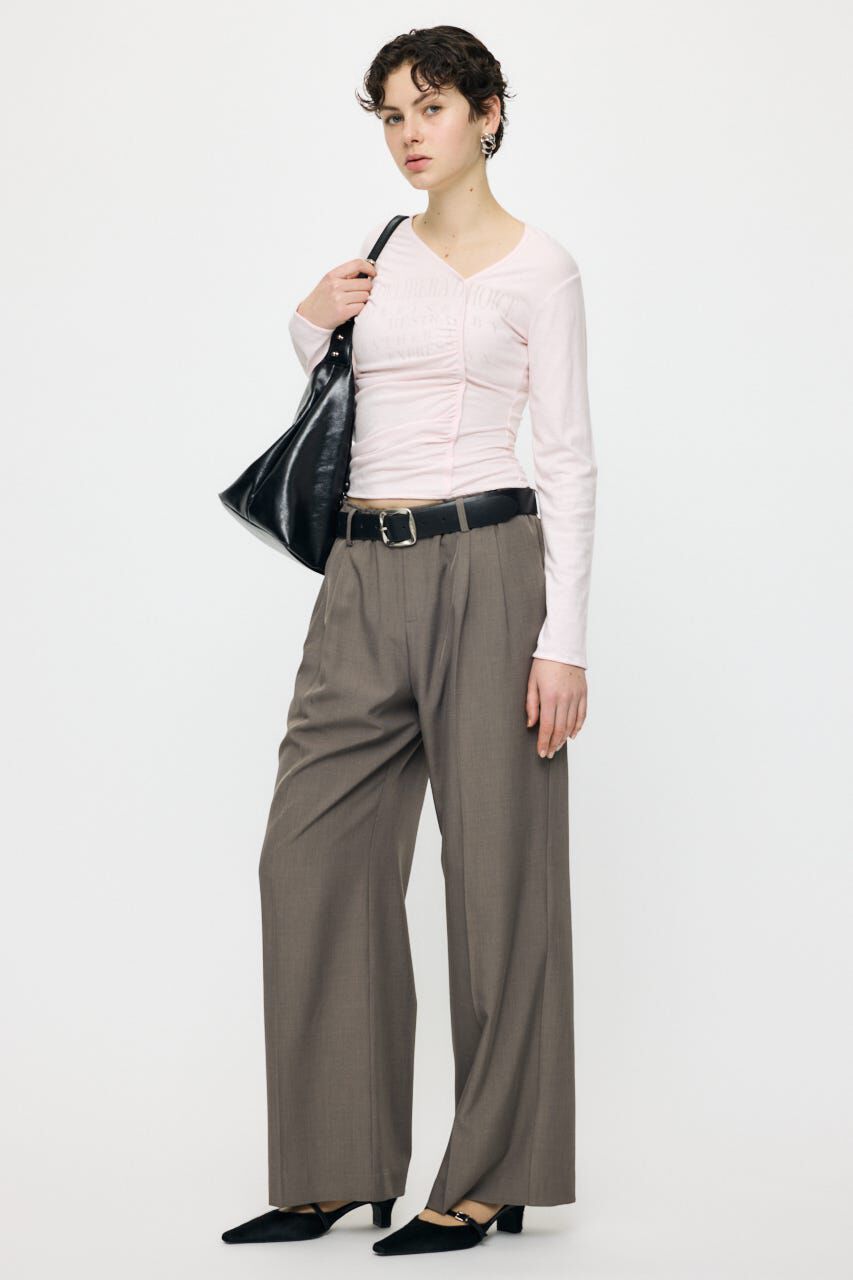 MOUSSY「FRONT GATHER DOCKING L/S トップス」|Tシャツ・カットソー|