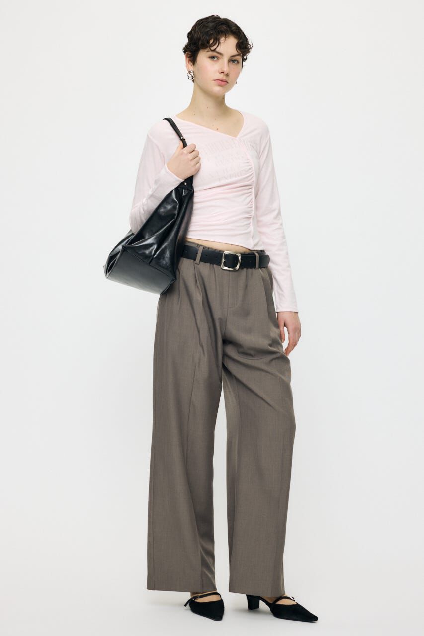 MOUSSY「FRONT GATHER DOCKING L/S トップス」|Tシャツ・カットソー|