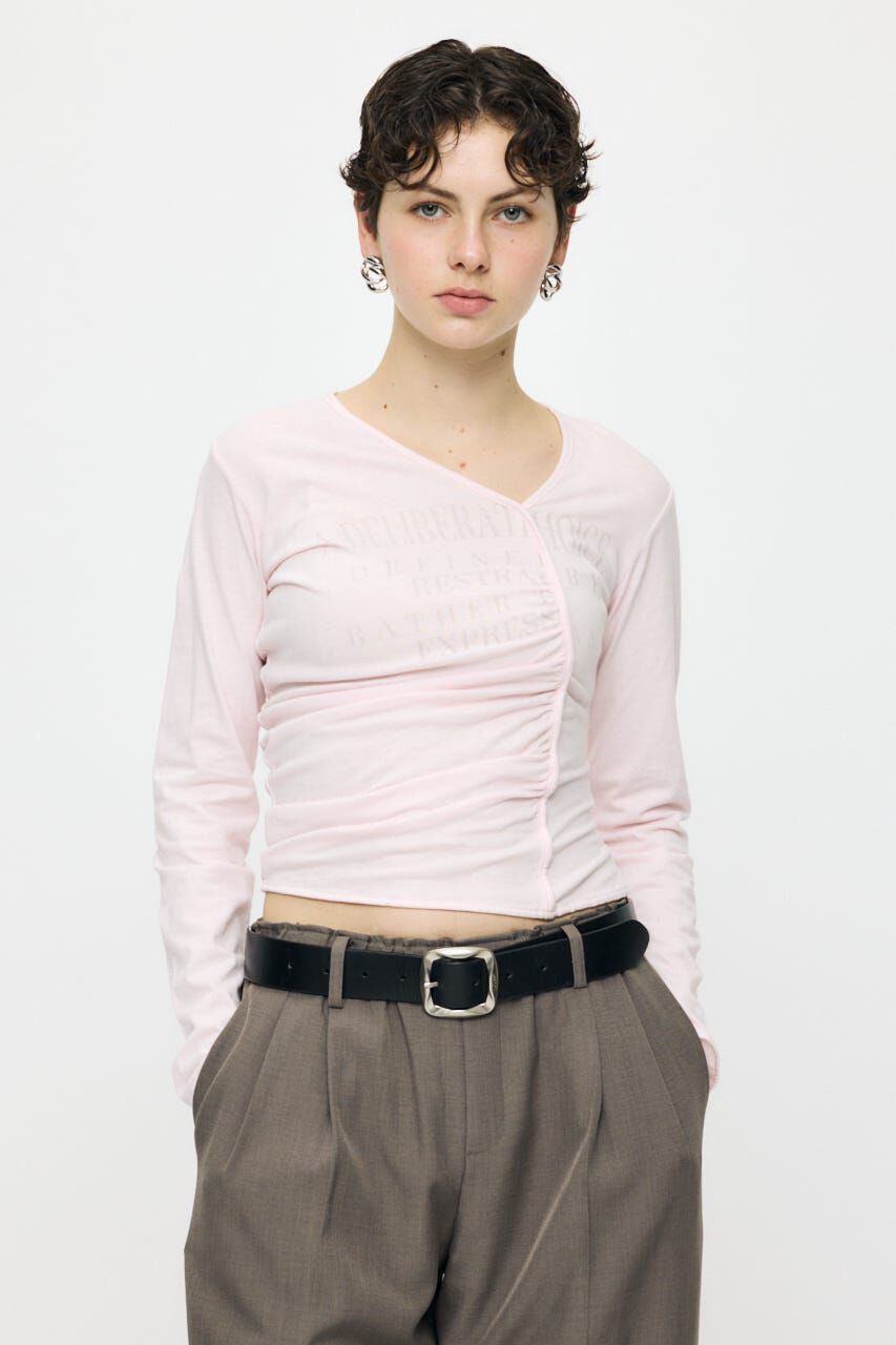 MOUSSY「FRONT GATHER DOCKING L/S トップス」|Tシャツ・カットソー|