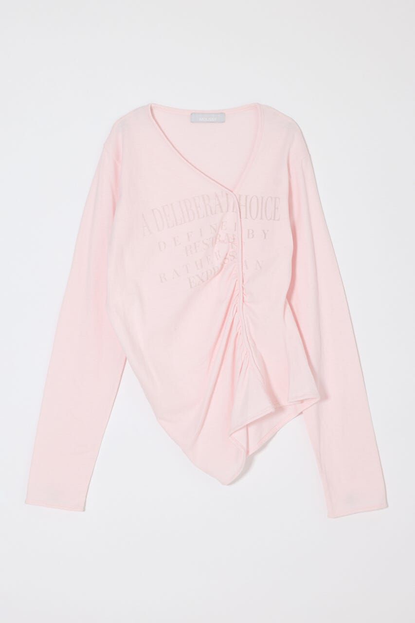 MOUSSY「FRONT GATHER DOCKING L/S トップス」|Tシャツ・カットソー|