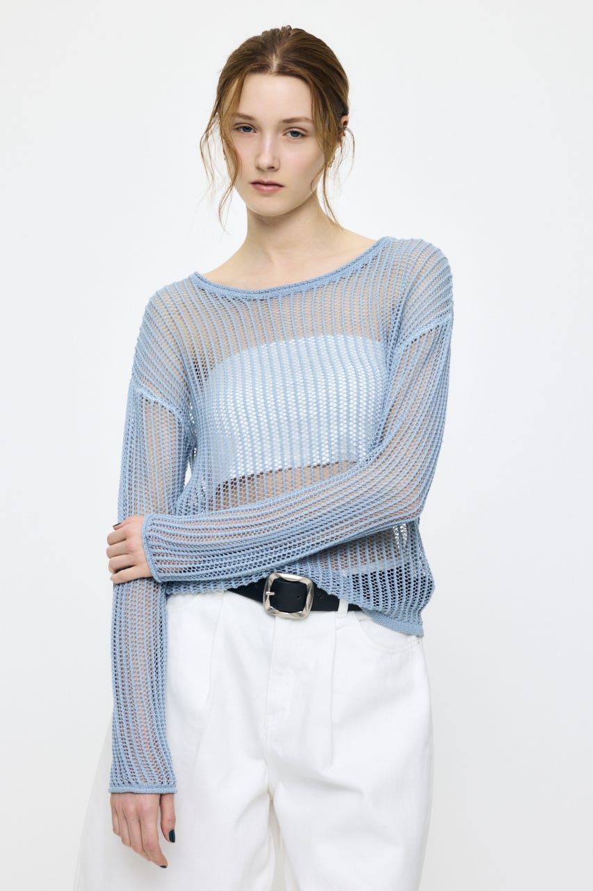 MOUSSY「BOAT NECK MESH KNIT トップス」|ニット・セーター|