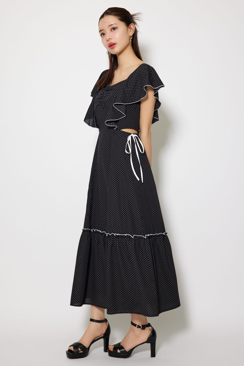 rienda「フリルウエストオープンワンピース」|ワンピース|BLK