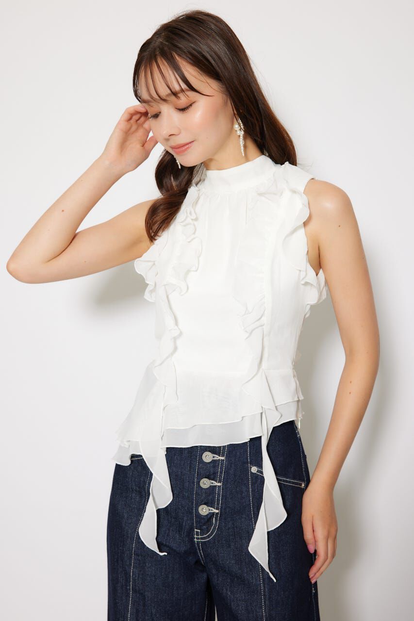 rienda「ボウタイフリルペプラムブラウス」|シャツ・ブラウス|