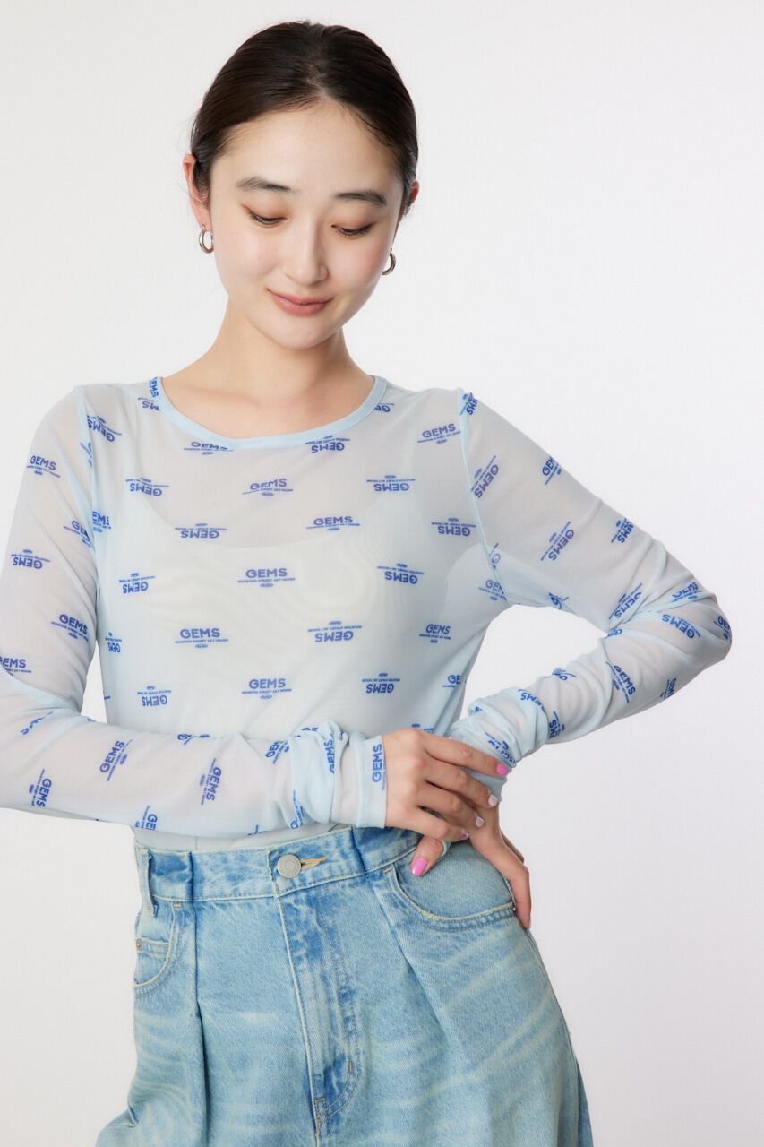 RODEO CROWNS「シアーロゴパターントップス」|Tシャツ・カットソー|柄SAX5