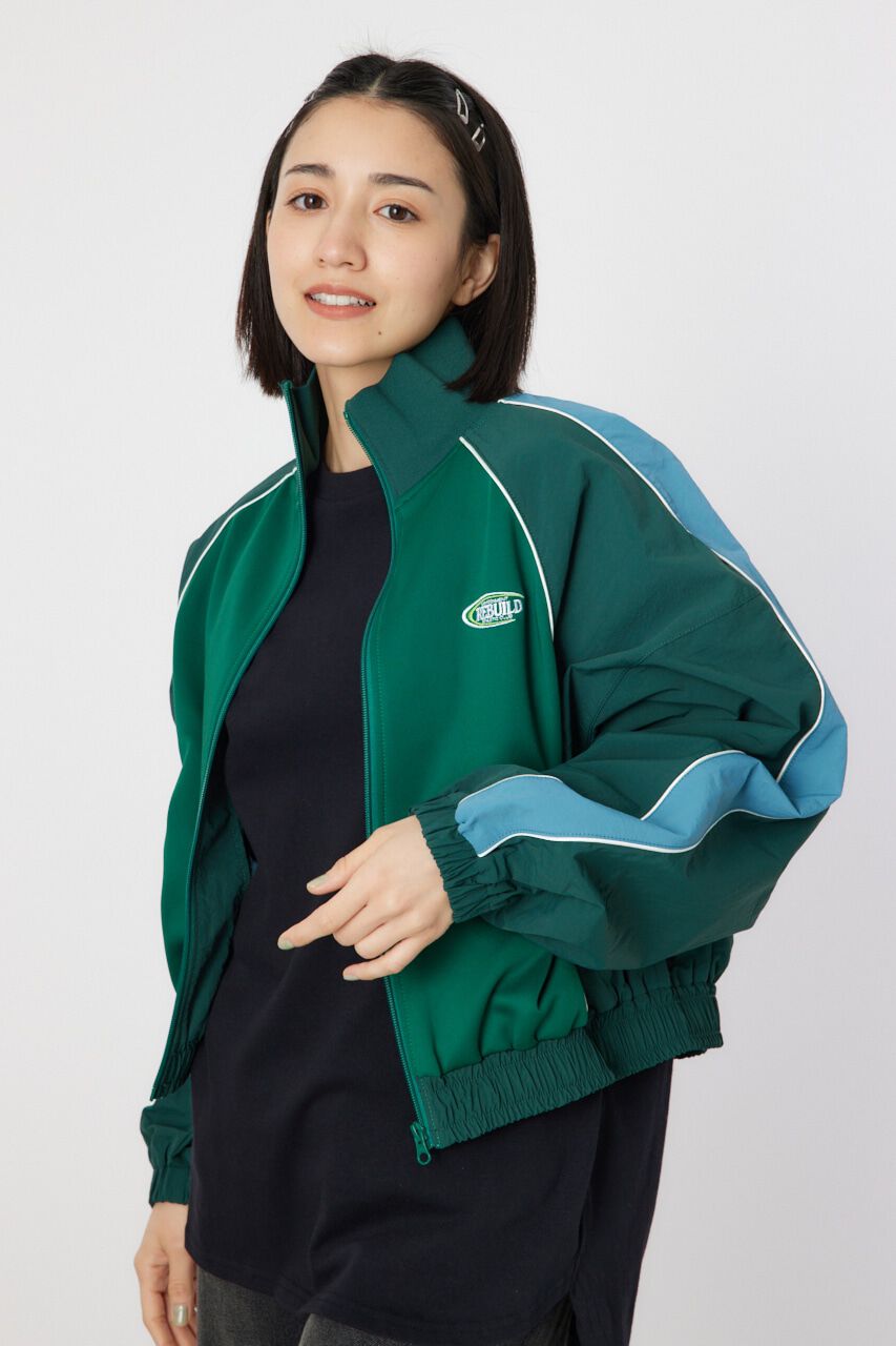 RODEO CROWNS「ナイロン&times;ジャージトラックジャケット」|ブルゾン・スタジャン|柄GRN5