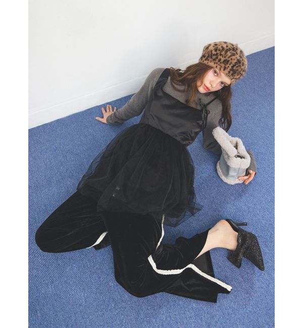 CALNAMUR「ROSE ASYMMETRY MINI OP/ローズアシンメトリーミニワンピース」|ワンピース|