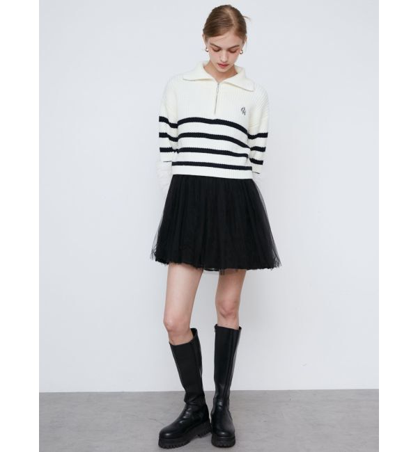 CALNAMUR「ROSE ASYMMETRY MINI OP/ローズアシンメトリーミニワンピース」|ワンピース|