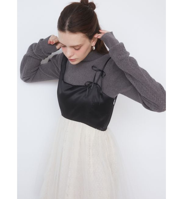 CALNAMUR「ROSE ASYMMETRY MINI OP/ローズアシンメトリーミニワンピース」|ワンピース|