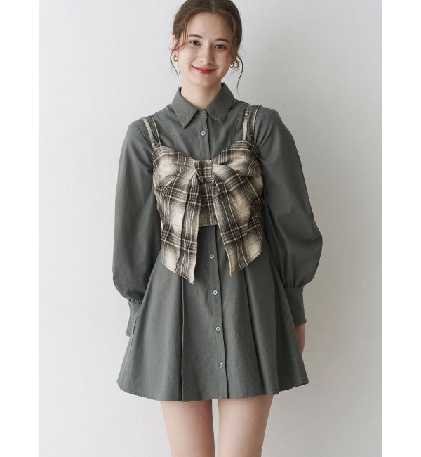 CALNAMUR「ギャザリングシャツミニワンピース」|ワンピース|