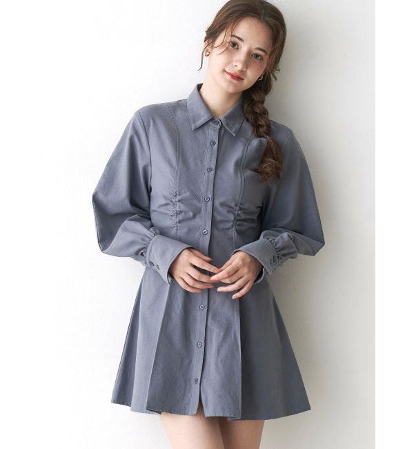 CALNAMUR「ギャザリングシャツミニワンピース」|ワンピース|