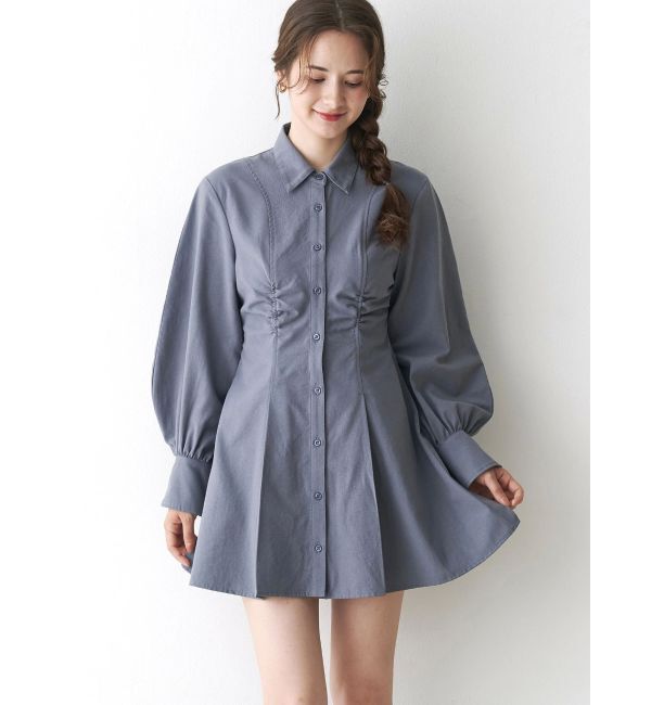 CALNAMUR「ギャザリングシャツミニワンピース」|ワンピース|