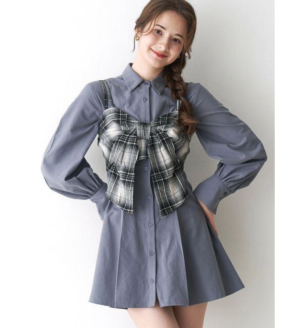 CALNAMUR「ギャザリングシャツミニワンピース」|ワンピース|