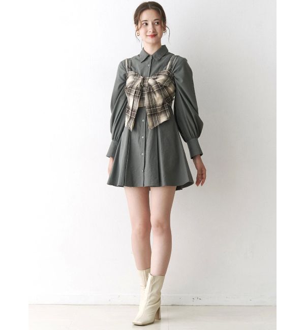 CALNAMUR「ギャザリングシャツミニワンピース」|ワンピース|