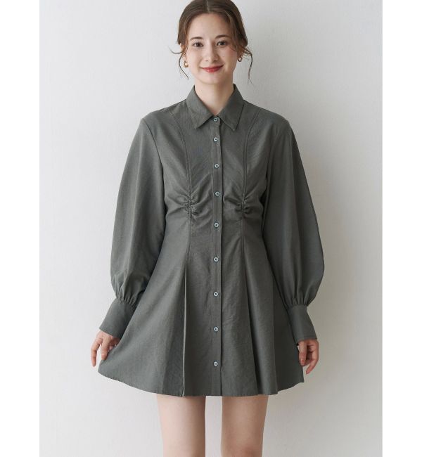 CALNAMUR「ギャザリングシャツミニワンピース」|ワンピース|