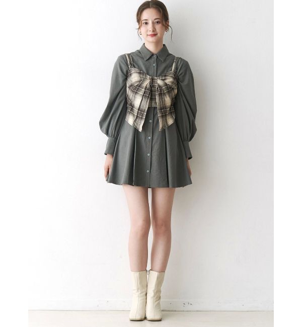 CALNAMUR「ギャザリングシャツミニワンピース」|ワンピース|
