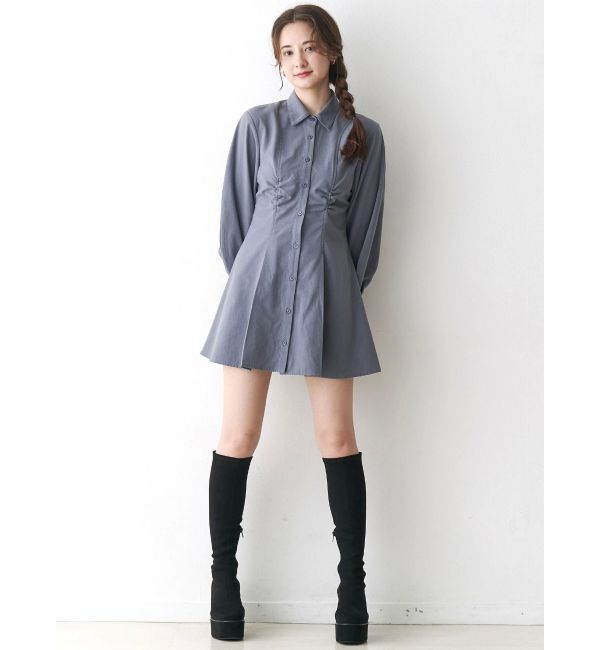 CALNAMUR「ギャザリングシャツミニワンピース」|ワンピース|
