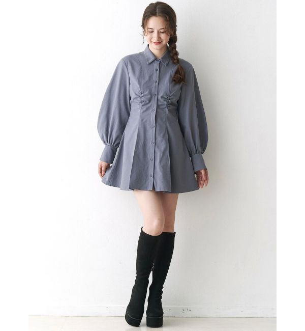CALNAMUR「ギャザリングシャツミニワンピース」|ワンピース|
