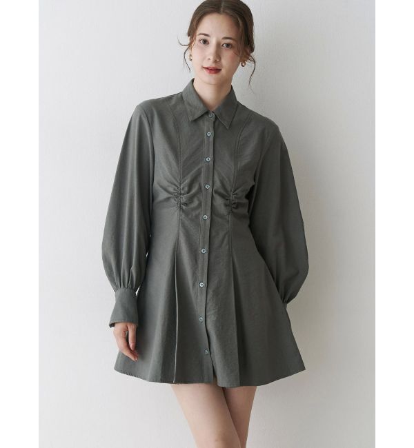 CALNAMUR「ギャザリングシャツミニワンピース」|ワンピース|