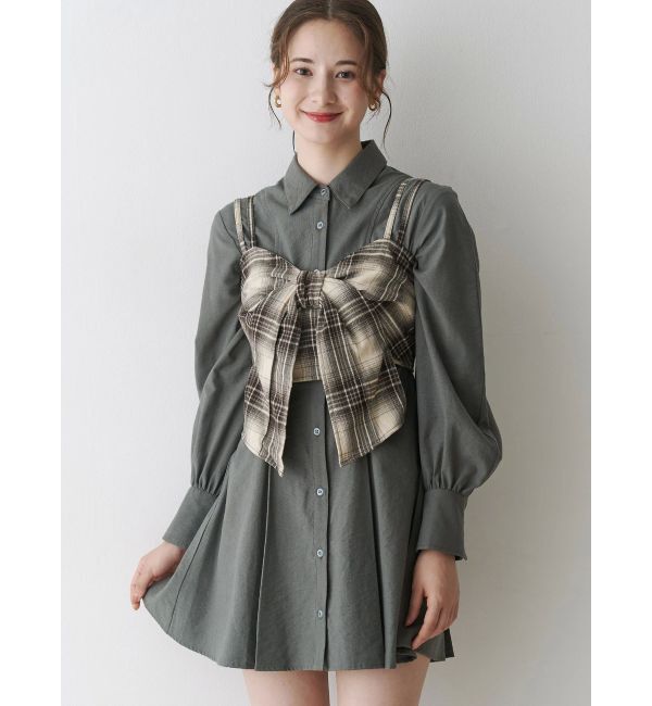 CALNAMUR「ギャザリングシャツミニワンピース」|ワンピース|