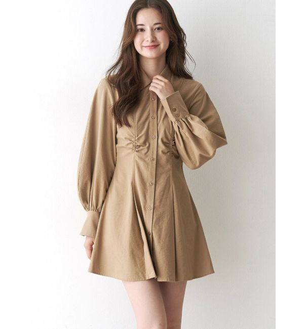 CALNAMUR「ギャザリングシャツミニワンピース」|ワンピース|
