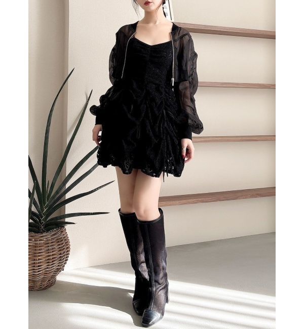 dazzlin「ギャザーリボンミニワンピース」|ワンピース|ブラック