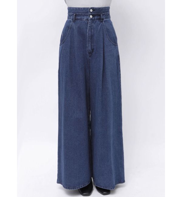 dazzlin「ダブルハイウエストワイドデニムパンツ」|デニム|