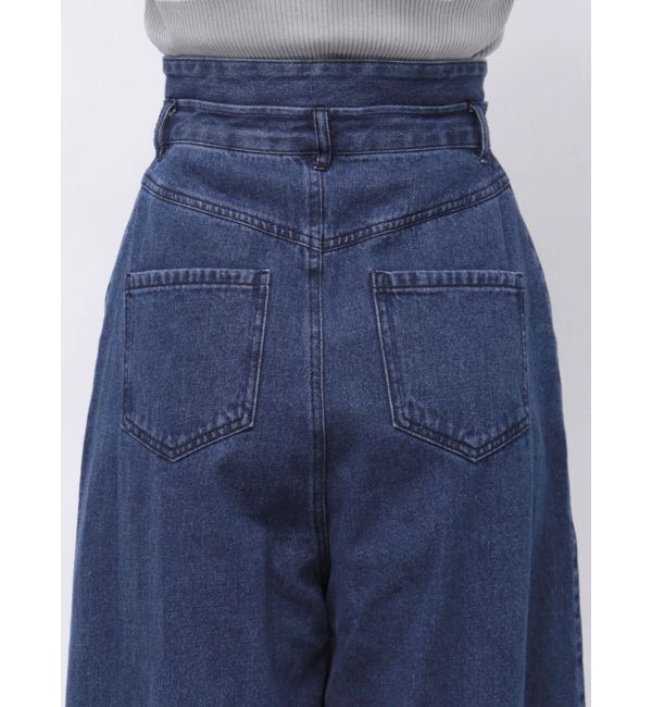 dazzlin「ダブルハイウエストワイドデニムパンツ」|デニム|
