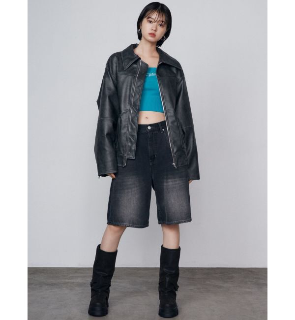 EMODA「ヴィンテージライクデニムハーフパンツ」|デニム|