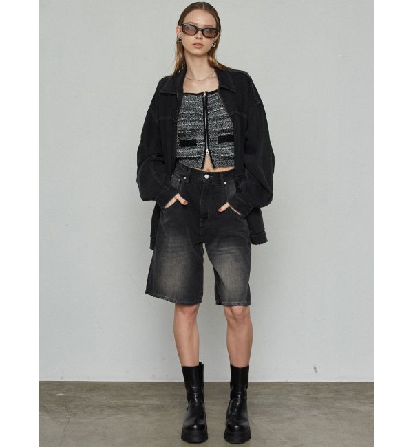 EMODA「ヴィンテージライクデニムハーフパンツ」|デニム|