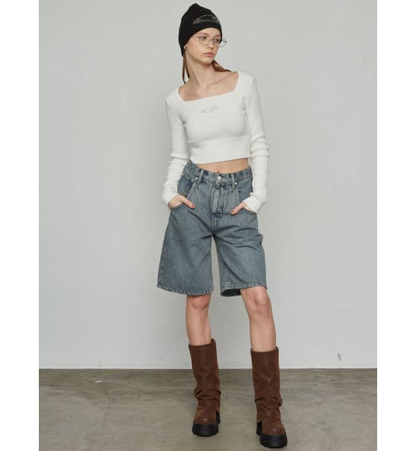 EMODA「ヴィンテージライクデニムハーフパンツ」|デニム|