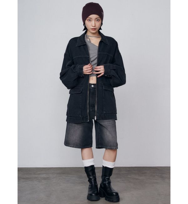 EMODA「ヴィンテージライクデニムハーフパンツ」|デニム|