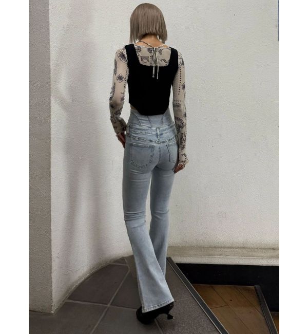 EMODA「ドットラインハイウエストフレアパギンス」|デニム|