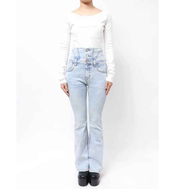 EMODA「ドットラインハイウエストフレアパギンス」|デニム|