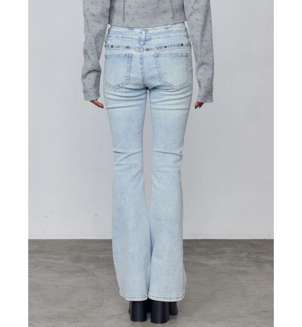 EMODA「ドットラインハイウエストフレアパギンス」|デニム|