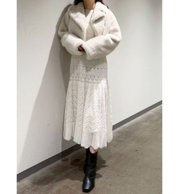 MERCURYDUO「テーラードカラーフェイクファーショートコート」|その他|