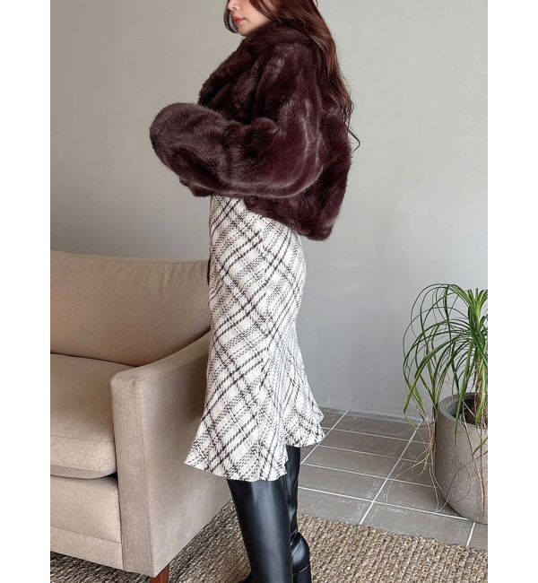 MERCURYDUO「テーラードカラーフェイクファーショートコート」|その他|