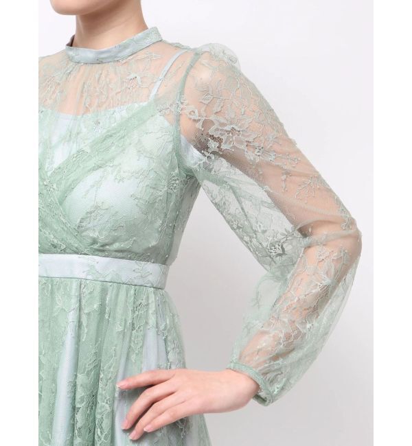 MERCURYDUO「レースギャザーフレアワンピース」|ワンピース|