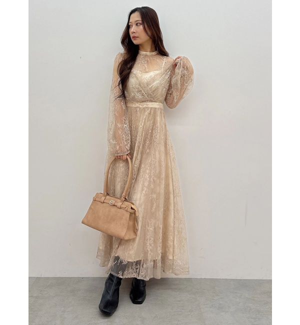 MERCURYDUO「レースギャザーフレアワンピース」|ワンピース|