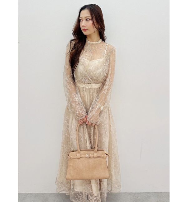 MERCURYDUO「レースギャザーフレアワンピース」|ワンピース|