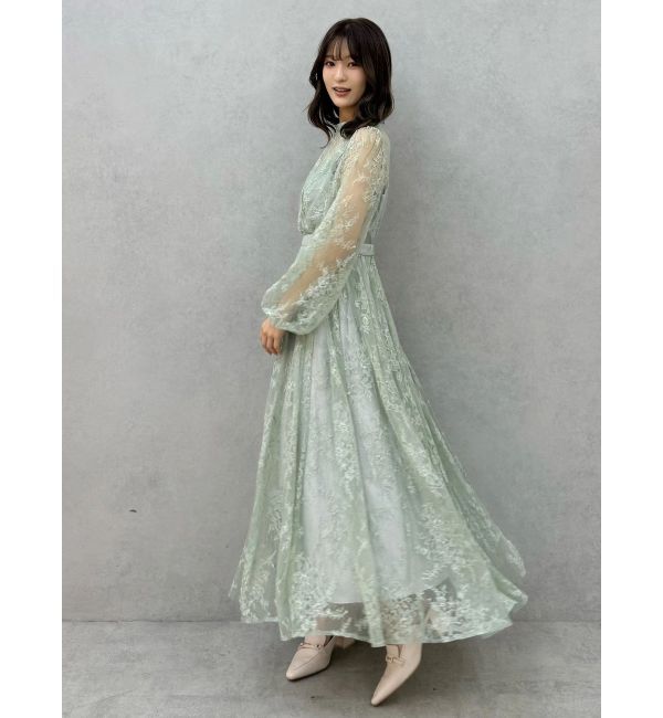 MERCURYDUO「レースギャザーフレアワンピース」|ワンピース|