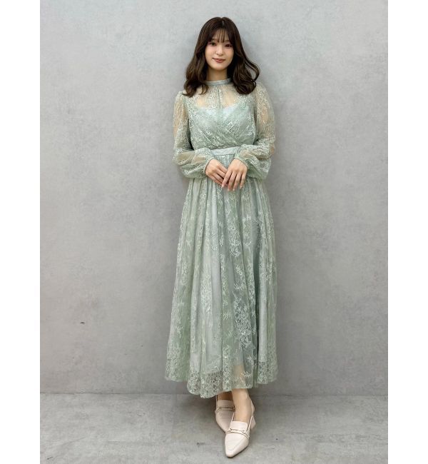 MERCURYDUO「レースギャザーフレアワンピース」|ワンピース|